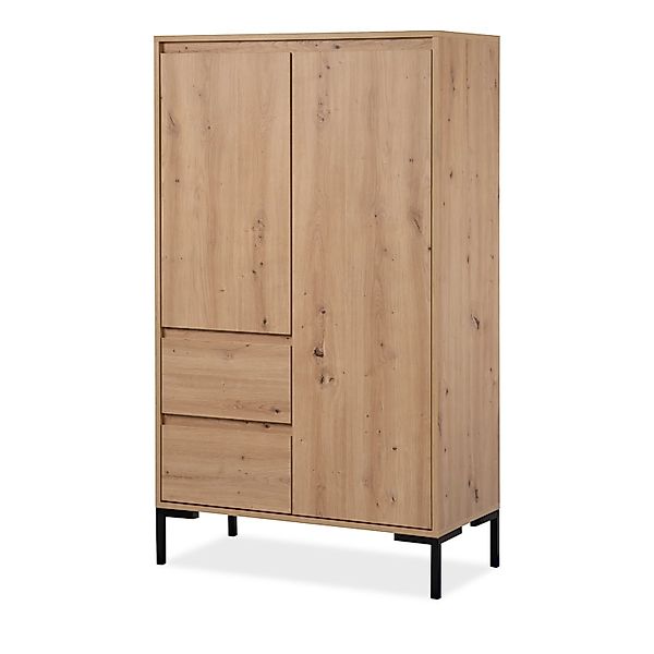 Furn.Design Highboard Eiche Artisan 81 x 139 cm 2 Türen 6 Fächer Modern Bas günstig online kaufen