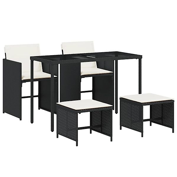 vidaXL 5-Tlg Garten-Essgruppe mit Kissen Schwarz Poly Rattan 365080 günstig online kaufen