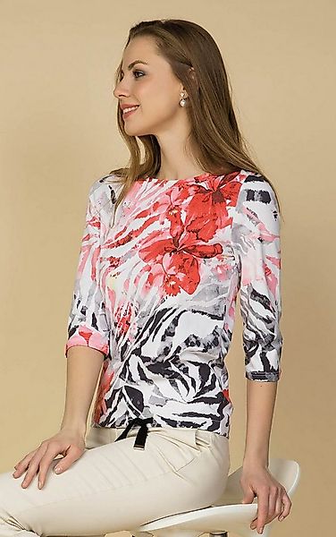 Passioni 3/4-Arm-Shirt mit floralem Print und Tunnelzug günstig online kaufen