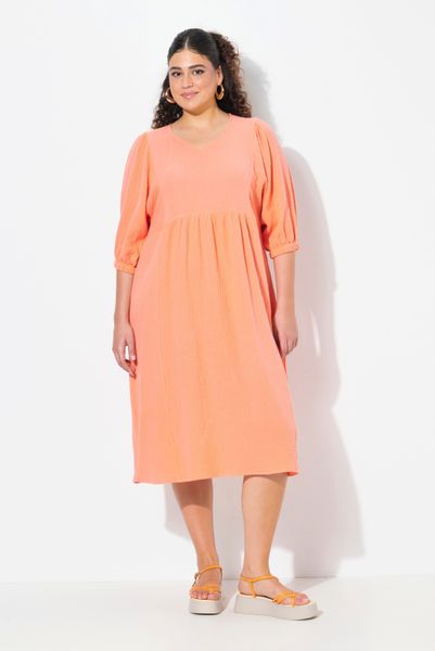 Ulla Popken Jerseykleid Musselin-Midikleid A-Linie V-Ausschnitt günstig online kaufen
