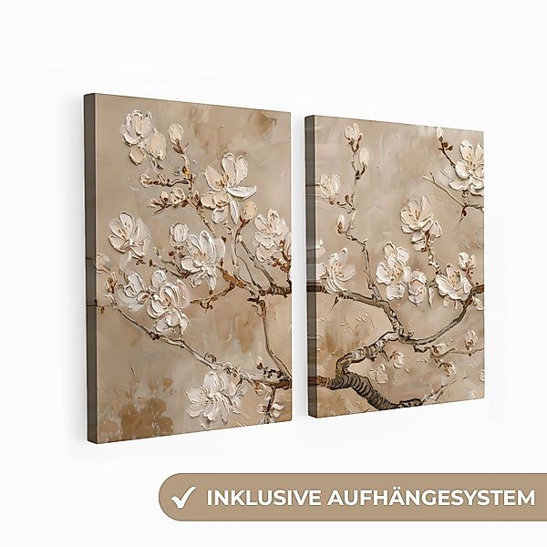 MuchoWow Leinwandbild Beige - Blüte - günstig online kaufen