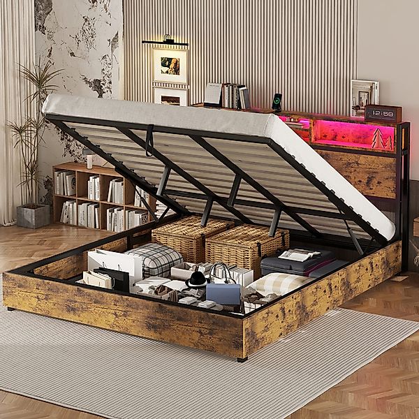 STILVORA Bettgestell 180×200 mit bettkasten,Flachbett Holzbett günstig online kaufen