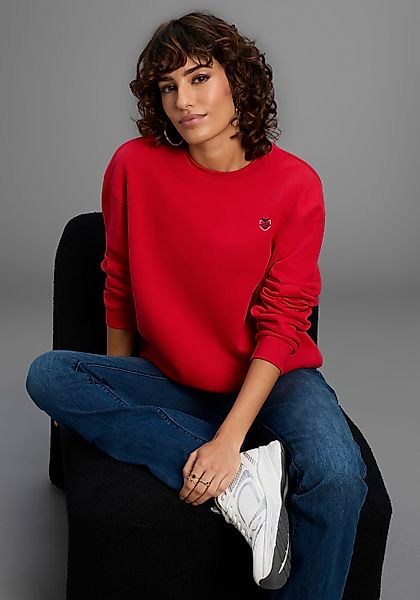 DELMAO Sweater, Angeraute Baumwollmischung mit Logostickerei auf der Brust günstig online kaufen