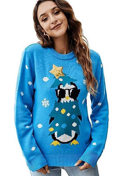 YRIIOMO Strickpullover Damen Rundhals Pullover mit langen Ärmeln und weihna günstig online kaufen