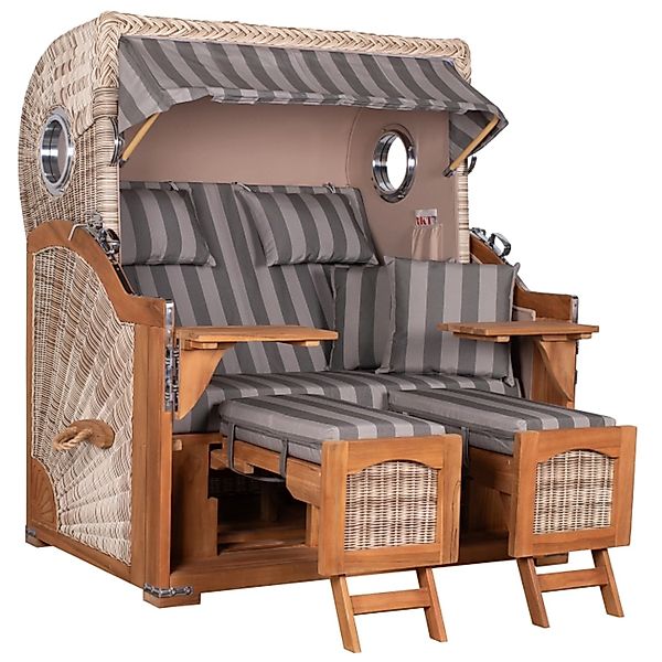 GarWoh Strandkorb Rantum Grande Teak PE Shell Dessin 537 günstig online kaufen