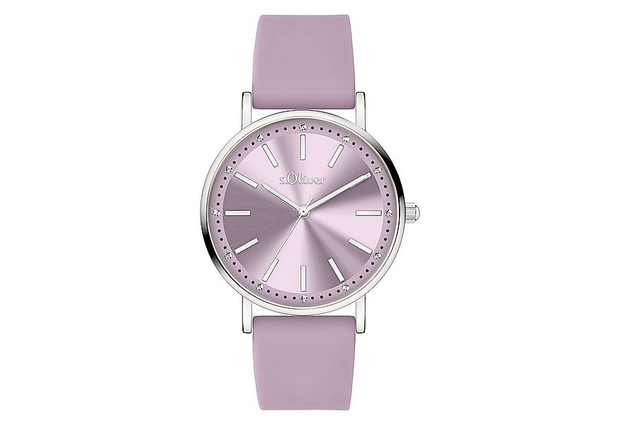 s.Oliver Quarzuhr klassisch mit funkelnden Steinen Silikon günstig online kaufen