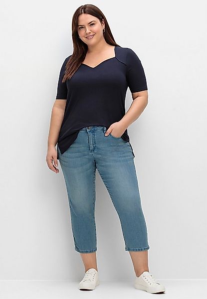 Sheego T-Shirt T-Shirt Kurzarm mit herzförmigem Ausschnitt günstig online kaufen