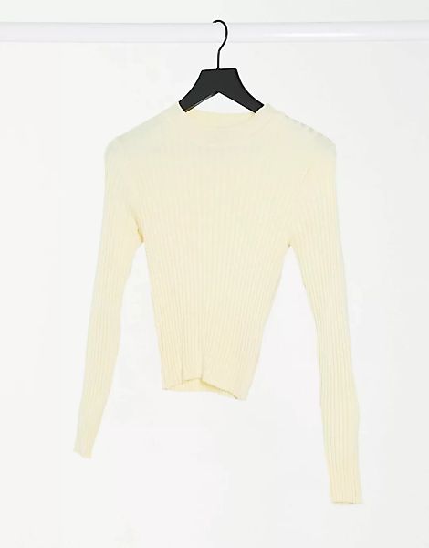 Threadbare – Hannah – Gerippter Pullover mit Rundhalsausschnitt-Weiß günstig online kaufen