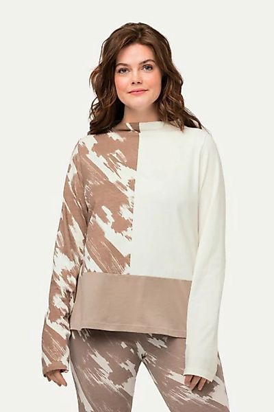 Ulla Popken Rundhalsshirt Shirt Colorblocking Stehkragen Langarm günstig online kaufen