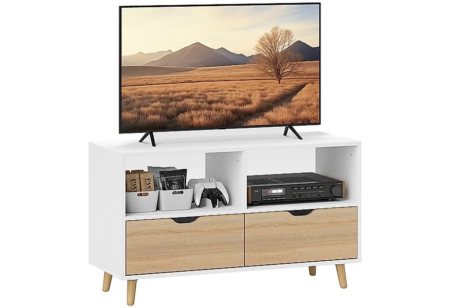 HOMCOM TV-Board TV Schrank Lowboard mit 2 Ablage, Schublade, 99 cm lang (TV günstig online kaufen