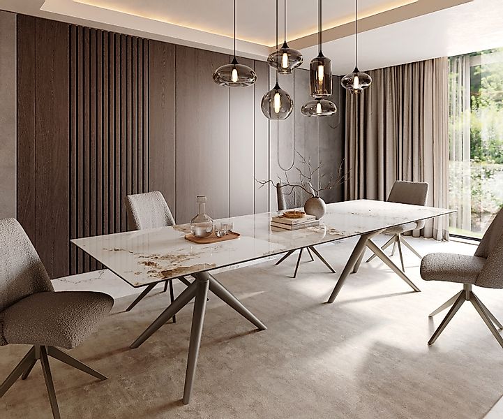 Esstisch Edge 300x100 Keramik Minas Melange Weiß-Beige Troa Metall Effektfi günstig online kaufen