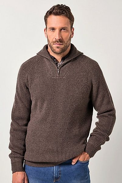 JP1880 Rundhalspullover JP1880 Stricktroyer Zippkragen bis 7 XL günstig online kaufen