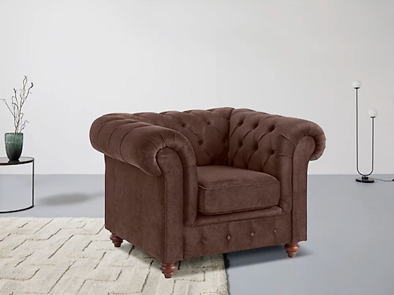 Home affaire Sessel "Chesterfield B/T/H: 105/69/74 cm" mit hochwertiger Kno günstig online kaufen