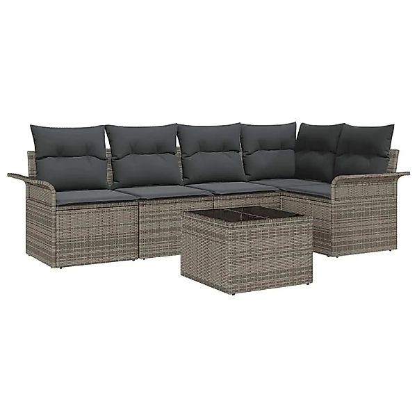 vidaXL Gartensofa-set mit Kissen 6-Tlg Poly-Rattan 3345369 günstig online kaufen