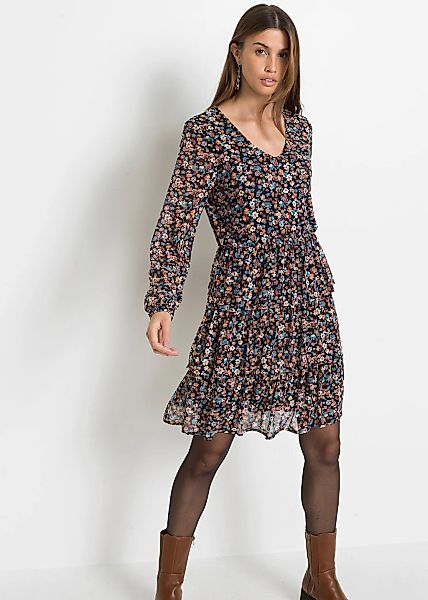 bonprix Minikleid für vielseitige Größen von 32/34 bis 48/50, mit Blumenmus günstig online kaufen