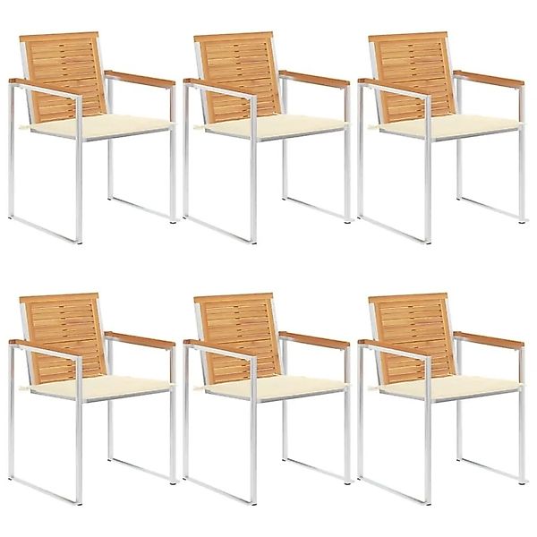 vidaXL Gartenstühle 6 Stk mit Kissen Massivholz Teak 3078583 günstig online kaufen