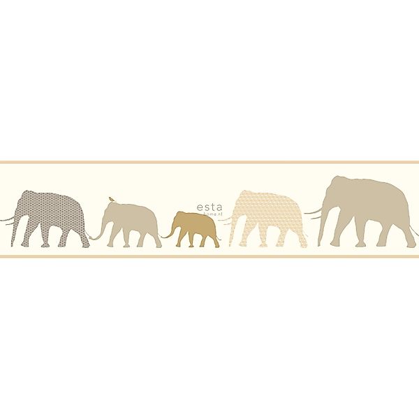 ESTAhome Xxl-Tapetenbordüre Elefanten Beige 50 x 400 cm 157322 günstig online kaufen