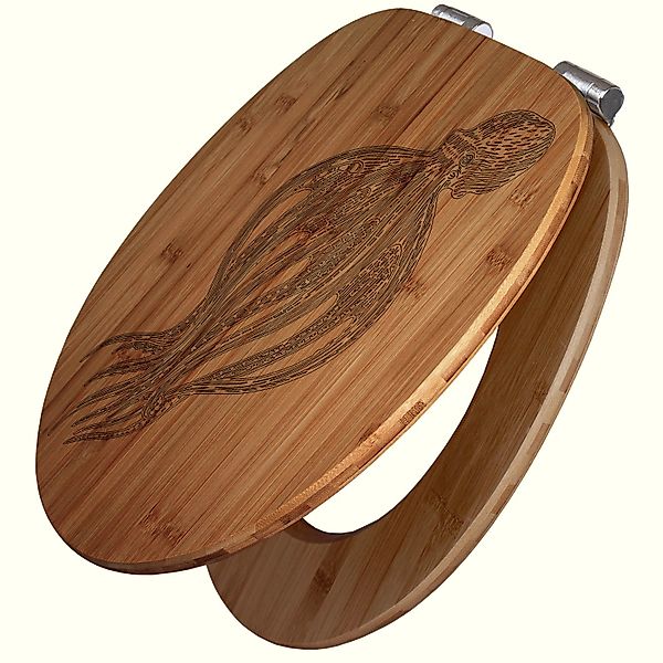 Banjado WC Sitz Bambus Holz Mit Gravur Toilettendeckel Mit Absenkautomatik günstig online kaufen