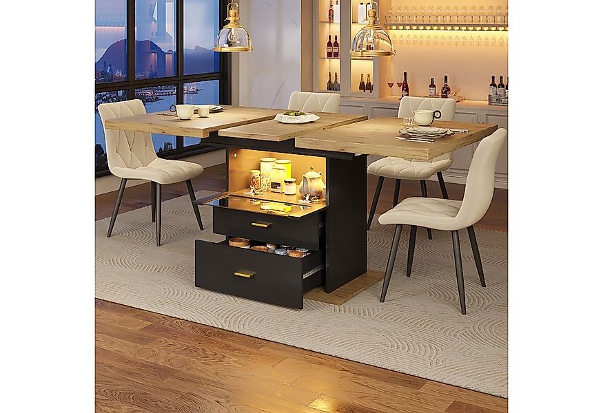 HAUSS SPOLE Esstisch mit Schubladen,Küchentisch Wohnzimmertisch ausziehbar günstig online kaufen