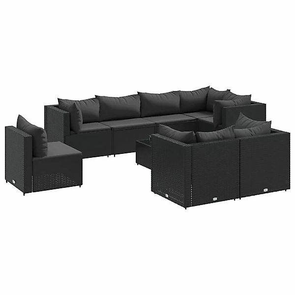 vidaXL 9-tlg Garten-Lounge-Set mit Kissen Schwarz Poly Rattan Modell 37 günstig online kaufen