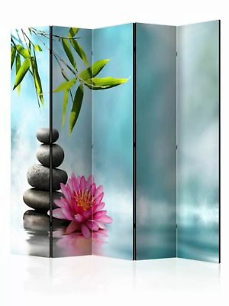 artgeist Paravent Water Lily and Zen Stones II [Room Dividers] blau-kombi G günstig online kaufen