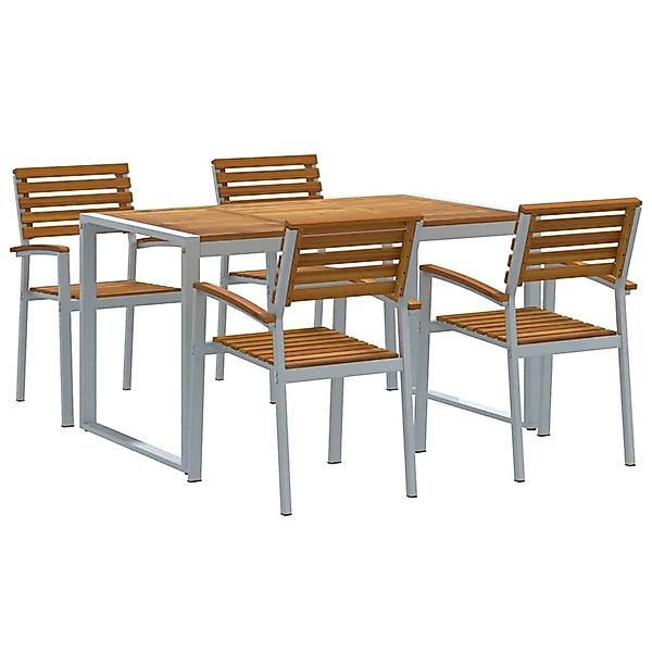 vidaXL Garten Essgruppe 5-Tlg Grau und Braun Akazie Massivholz 3284359 günstig online kaufen