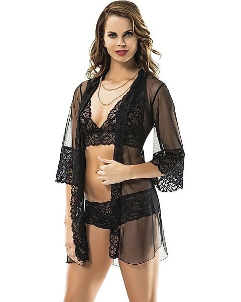Mellice Morgenmantel 3tlg. Damen Nachtwäsche Dessous günstig online kaufen