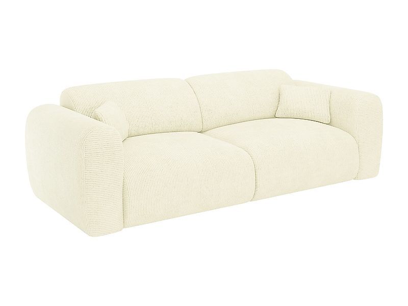 Sofa mit Schlaffunktion 4-Sitzer - Samt-Stoff - Off-White - POGNI von Maiso günstig online kaufen