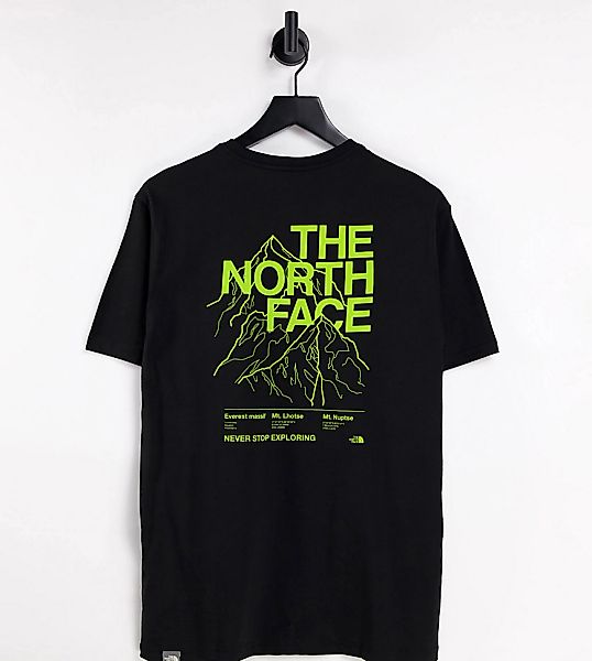 The North Face – T-Shirt in Schwarz mit Berg-Skizzenprint, exklusiv bei ASO günstig online kaufen