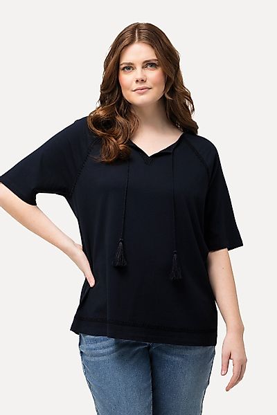Ulla Popken Druckbluse Jersey-Tunika Stickerei Tunika-Ausschnitt günstig online kaufen