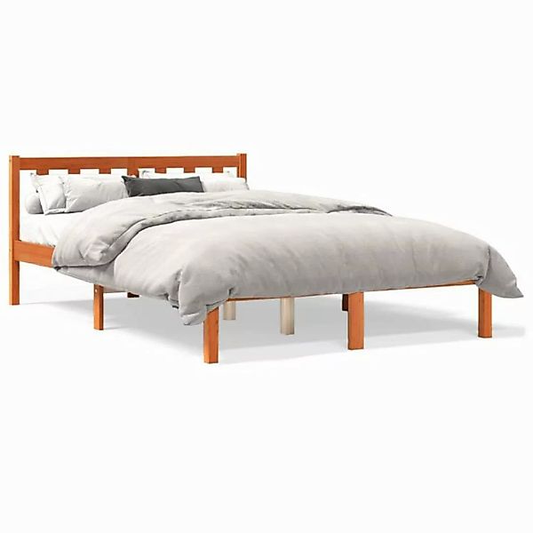 vidaXL Bettgestell Massivholzbett Wachsbraun 140x190 cm Kiefer Bett Bettges günstig online kaufen