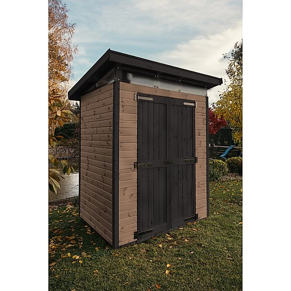 Upyard Gartenhaus Strongbox S mit Fundament 127 cm x 87 cm Braun FSC® günstig online kaufen
