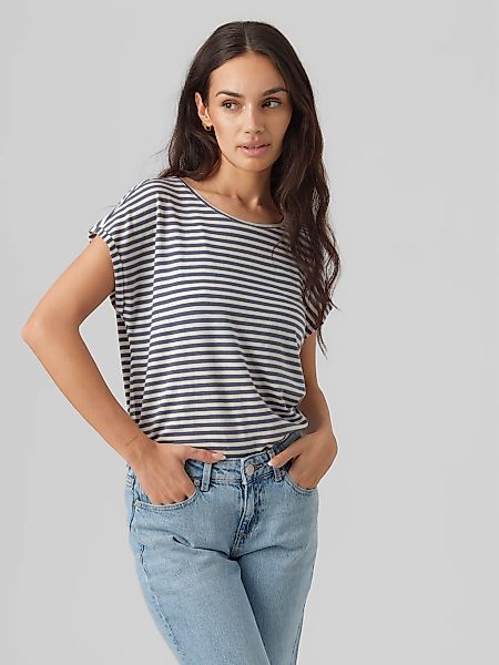 Vero Moda Rundhalsshirt "VMAVA PLAIN SS TOP STRIPE GA JRS NOOS" günstig online kaufen