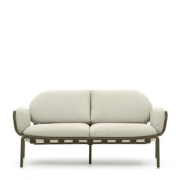 Lounge Sofa modern in Creme und Graugrün Untergestell aus Aluminium günstig online kaufen