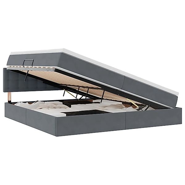vidaXL Bett mit Stauraum und LED Dunkelgrau 200 x 200 cm Samt 3371536 günstig online kaufen