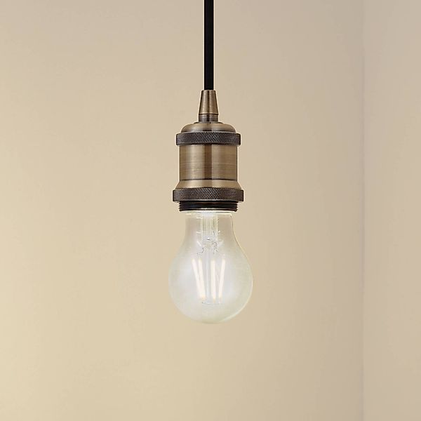 Lindby Pendelleuchte Hattie, messing, Ø 5 cm, Metall, E27 günstig online kaufen