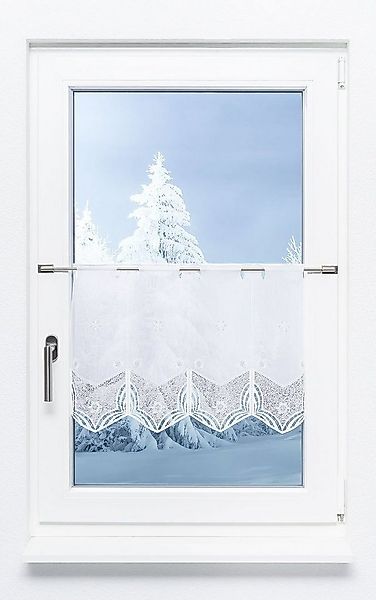 Plauener Spitze® Scheibengardine Schneeblumen (1 St), transparent, HxB 40x4 günstig online kaufen