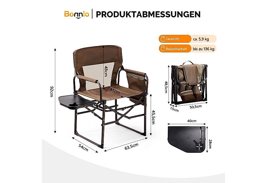 VINGLI Campingstuhl faltbar – Strandstuhl, Klappstuhl leicht mit Getränkeha günstig online kaufen