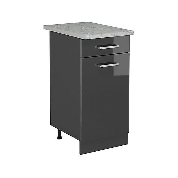 Vicco Unterschrank R-Line, Anthrazit Hochglanz/Anthrazit, 40 cm AP Marmor günstig online kaufen