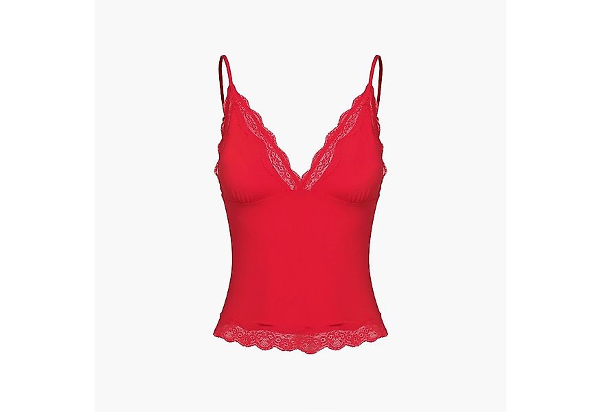 cfab Nachthemd Deep Neck Lace Top-Rot-S (1-tlg) günstig online kaufen