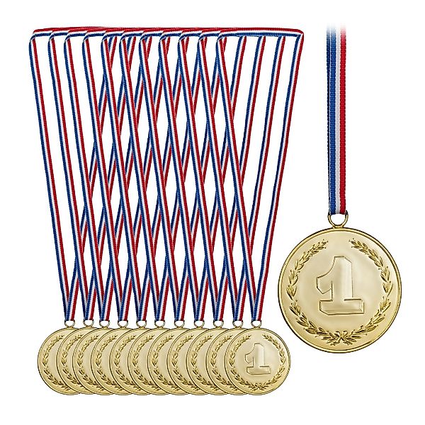 relaxdays Dekoobjekt Gold-Medaille für Kinder 12er günstig online kaufen