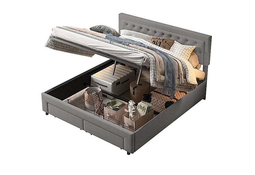 FUROKOY Polsterbett Boxspringbett Hydraulisches Doppelbett (Set, 1-tlg., 16 günstig online kaufen