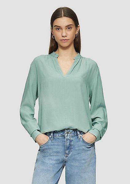 QS Langarmbluse Bluse Viskosebluse mit Smok-Detail an der Schuler günstig online kaufen