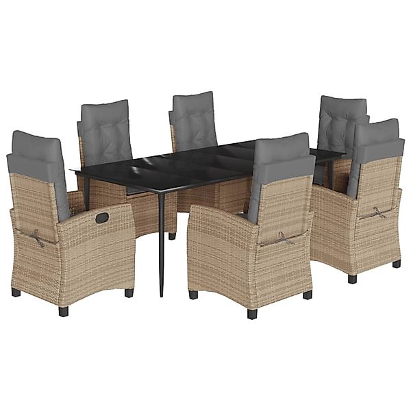 vidaXL 7-Tlg Garten-Essgruppe mit Kissen Beigemischung Poly Rattan 3212829 günstig online kaufen