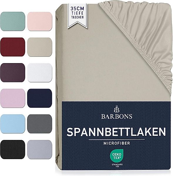 BARBONS Spannbettlaken Mikrofaser Bettlaken, 35 cm Tiefe Spannbetttuch, Geb günstig online kaufen