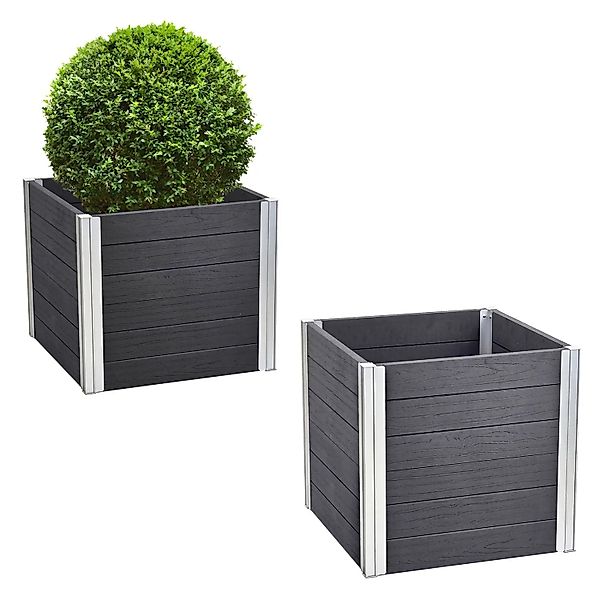 TRUTZHOLM Übertopf 57x57x56,5 cm 135 Liter Holzoptik Langlebig Pflanzkasten günstig online kaufen