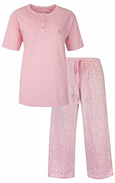 Tenderness Capri-Pyjama Damen Pyjama mit Caprihose (2 tlg) Baumwolle günstig online kaufen