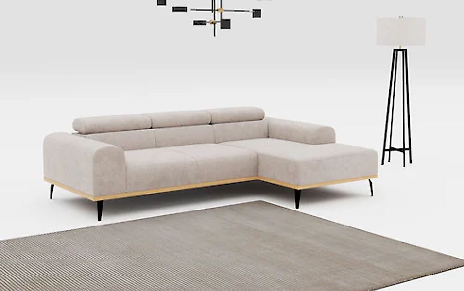Places of Style Ecksofa "Carlo L-Form", mit Kopfteilverstellung & Holz-Rahm günstig online kaufen