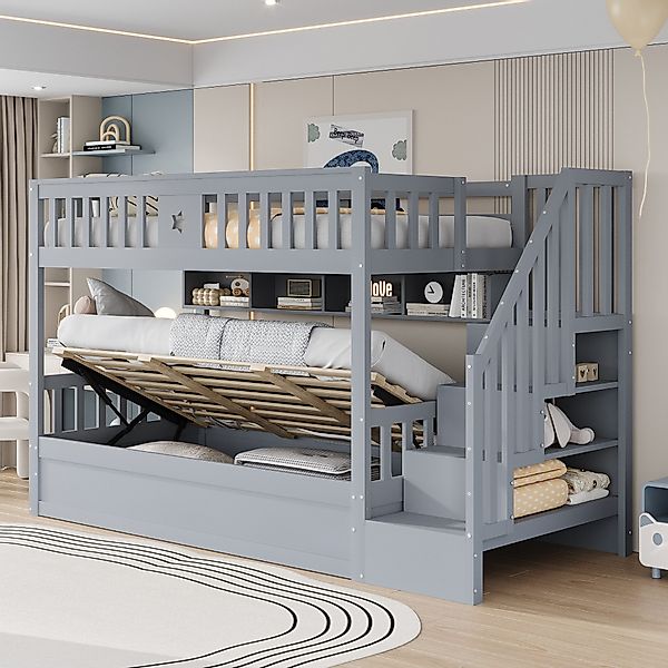 Merax Etagenbett 90x200cm mit hydraulischem Unterbett günstig online kaufen