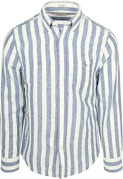 Gant Cotton Linen Hemd Stripe Blau - Größe XXL günstig online kaufen